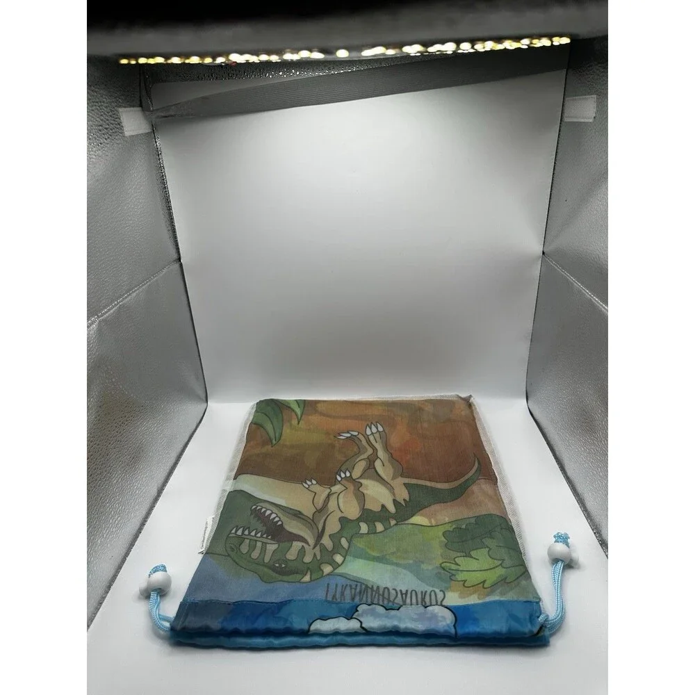 Tyrannosaurus Dinosaur Drawstring Bag – Blue Watercolor T-Rex Design